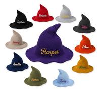 Personalized Halloween Witch Hat with Embroidery Name for Halloween Cosplay | Classic Wide-Brimmed Pointed-Top Wizard Hat, Custom Halloween Party Decoration Gifts, Halloween Witch Costume Accessories