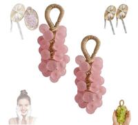 Personalized Original Handmade Crystal Grape Soap, 2026 New Grape Soap on a Rope, Handcrafted Grapes Cluster on a Rope, for Washing Hands and Fresh Air Men Women (2pcsPink)