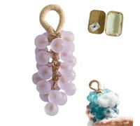 Personalized Original Handmade Crystal Grape Soap Gentle Cleaning Soap,Hanging Grape Soaps on a Rope,DIY Decorative Soaps Bars for Washing Hand,Bathing and Fresh Air (1, Rose)