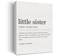 Personalized Sister Gift Little Sister Definition Canvas Print Inspirational Wall Art Quote for Home Decor(Framed,08x12inch(20x30cm))