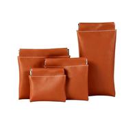 Personalized Snap Closure Leather Organizer Pouch, leather pouch, Self-Closing Pocket Cosmetic Bag for Eyeglass (Brown)