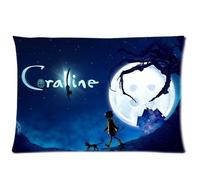 Personalized Zippered Pillowcase Pillow Case Cover Custom Cartoon Coraline And Gog In The Moonlight Pattern Pillowslip 20 Inch (Two sides) fashionable Design For Children