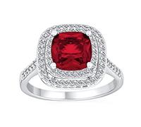 Personalizza Anello Affermazione Da Cocktail In Stile Art Deco Vintage Con Cuscino Taglio Simulato In Rubino Rosso AAA In Zircone Cubico Incastonato In Argento Placcato Per Donne Di Grande Moda