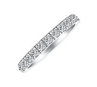 Personalizza Anello di Anniversario e Matrimonio per Donne con AAA Zirconia Cubica Chiara Rotonda CZ Mezza Eternità in Argento Sterling .925 Anelli Impilabili 2MM Personalizzabili