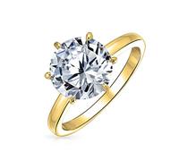 Personalizza Anello di Fidanzamento Solitario Classico e Senza Tempo con Zirconia Cubica 3CT AAA CZ, Taglio Rotondo Brillante a 6 Griffe per Donne, Fascia Sottile da 2MM in Argento Sterling .925