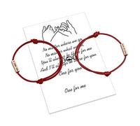 Personalizza Braccialetti intrecciati con corde di attrazione 2 pezzi con campanelli magnetici Regalo perfetto per gioielli incisi su 4 lati per coppia, famiglia, sorelle, migliori amiche (2pcs Red)