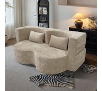 Personalizza ciò di cui hai bisogno 2 in 1 convertibile divano letto matrimoniale da pavimento - Materasso pieghevole futon in schiuma pieghevole per piccoli spazi (beige, 200 x 100 x 66 cm)