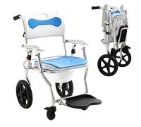 Personalizza ciò di cui hai bisogno 4 in 1 Comodino Comò Sedia, Sedia da doccia con ruote bloccabili, Sedia a rotelle multifunzionale per doccia a rotelle per anziani e disabili