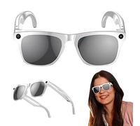 Personalizza ciò di cui hai bisogno AI Smart Glasses con traduzione multilingue in tempo reale, fotocamera HD da 1 MP, doppi altoparlanti, chiamate Bluetooth per viaggi e riunioni (bianco)