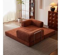 Personalizza ciò di cui hai bisogno Divano letto trasformabile moderno con schienale rimovibile, comodo materasso in schiuma ad alta densità per soggiorno e camera degli ospiti (marrone, 200 cm)