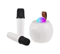 Personalizza ciò di cui hai bisogno Macchina per karaoke Mini Microfono Senza Fili e Altoparlanti Set con 2 Microfono Regali per Festa di Compleanno Desktop Outdoor Casa KTV Set Disco Luci LED