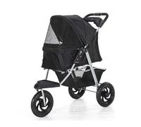 Personalizza ciò di cui hai bisogno Passeggino leggero per cani e gatti - Trasportino pieghevole con ruote grandi e portabicchieri, supporta fino a 25 kg (nero)