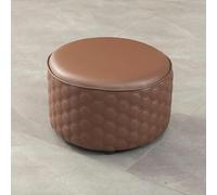 Personalizza ciò di cui hai bisogno, poggiapiedi rotondo in pelle per soggiorno, cucina e camera da letto, pezzo versatile per la decorazione della casa (marrone, 32 x 30 cm)