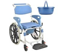 Personalizza ciò di cui hai bisogno Sedia a rotelle da doccia semovente, sedia da toilette con ruote, sedia da doccia con ruote per anziani, sedia da trasporto con freno, capacità di peso 150 kg