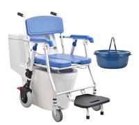 Personalizza ciò di cui hai bisogno Sedia da doccia con rotelle, sedia a rotelle da 150 kg, sedia da bagno con ruote, sedia a rotelle con bracciolo, schienale, poggiapiedi, sedile WC rialzato Rai