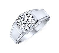 Personalizza Dichiarazione Grande 6Ct Cubic Zirconia Round Brilliant Cut Solitaire Aaa CZ Unisex Donne Plus Size Uomo Engagement Wedding Ring Wide Band Argento Placcato Ottone Lucido Finitura