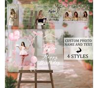 Personalizza il tuo cartello di benvenuto per il compleanno e dai il via a una festa da sogno! Scegli tra 4 stili raffinati per abbinarli a vari temi. Personalizza con foto, nomi e testo per creare un