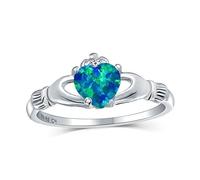 Personalizza Sorella Della Sororità Bff Celtico Promessa Di Amicizia Irlandesi Corona Cuore Blu Creato Opale Anello Claddagh Per Donne Adolescenti .925 Argento Birthstone Ottobre Personalizzabile