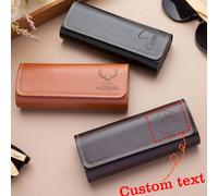 Personalizzabile con nome/LOGO, personalizza il tuo astuccio per occhiali - compatto, minimalista, in pelle, anti-pressione, custodia vintage per miopia/occhiali da sole, regalo per il ritorno a scuol
