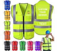 Personalizzabile Gilet Alta Visibilità con Tasche Personalizzate Gilet di Sicurezza Riflettenti Personalizzati con Logo per Uomo Donn Alavoro