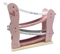 Personalizzabile Pista per auto in legno Rosa-per il battesimo-pista da corsa e divertimento con le biglie-per bambini dai 18 mesi in su-personalizzata con nome e data del battesimo-Label Label
