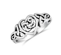 Personalizzare Dainty Best Friends Irish Celtic Love Knots BFF Infinity Heart Promise Ring 1MM Band per le donne adolescenti ossidato .925 Sterling Silver Personalizzabile