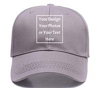 Personalizzare il vostro cappello regolabile del cappello della pianura personale unisex di logo del testo dell'immagine, Grigio, Medium