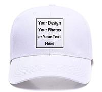 Personalizzare il vostro cappello regolabile del cappello della pianura personale unisex di logo del testo dell'immagine, bianco, Medium