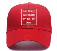 Personalizzare il vostro cappello regolabile del cappello della pianura personale unisex di logo del testo dell'immagine, Rosso, Medium