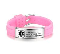 Personalizzata Avviso medico Braccialetto per Donne,Silicone Acciaio inossidabile Gruppo musicale Emergenza Avviso medico Uomini Braccialetti,ufficiale ID polsino Avviso medico Distintivo,inciso Testo