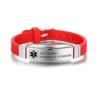 Personalizzata Avviso medico Braccialetto per Donne,Silicone Acciaio inossidabile Gruppo musicale Emergenza Avviso medico Uomini Braccialetti,ufficiale ID polsino Avviso medico Distintivo,inciso Testo