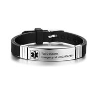Personalizzata Avviso medico Braccialetto per Donne,Silicone Gruppo musicale Emergenza Avviso medico Uomini Braccialetti,ID ufficiale polsino con Avviso medico Badge,su misura inciso Testo