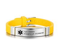 Personalizzata Avviso medico Braccialetto per Donne,Silicone Gruppo musicale Emergenza Avviso medico Uomini Braccialetti,ID ufficiale polsino con Avviso medico Badge,su misura inciso Testo