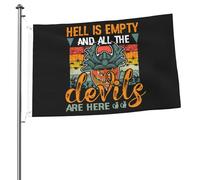 Personalizzata Bandiera Pirata Halloween Hell Is Empty And All The Devils Are Here Bandiere Da Giardino Doppia Cucitura Bandierine Della Decorazione Per Esterno All'Aperto 90X150Cm