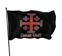 Personalizzata Bandiera Pirata Jerusalem Knight Templar Crur Cross Deus Vult Bandiere Da Giardino Doppia Cucitura Striscioni Di Bunting Per Celebrazione Balcone Ristoranti 90X150Cm
