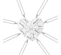 Personalizzata Collana 1- 8 Nome Personalizzati Donna Cuore Puzzle Ciondolo in Acciaio Inossidabile Famiglia Bambino Nome Regalo Anniversario Gioielli Famiglia Coppie Natale Regalo (Argento 4 Nome)