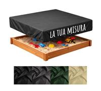 Personalizzata Copertura per Sabierra su misura traspirante e impermeabile al vento e all'acqua per cassetta di sabbia in tutte le taglie | Area giochi di sabbia | Nera [131]