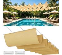 Personalizzata Retrattile Vele Wave 115 x 430 cm Regolabile, Resistente Agli Strappi, Impermeabile, Anti-Uv 98%, Protezione Solare Onda Vela D'Ombra Ricambio per Giardino Sabbia, Giallo sabbia