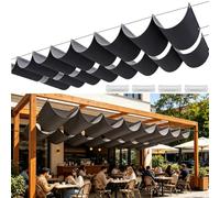 Personalizzata Retrattile Vele Wave 145 x 900 cm Regolabile, Resistente Agli Strappi, Impermeabile, Anti-Uv 98%, Protezione Solare Copertura Parasole Tettoia Pergola per Giardino Sabbia, Grigio Scuro
