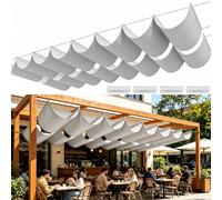 Personalizzata Retrattile Vele Wave 165 x 900 cm Regolabile, Resistente Agli Strappi, Impermeabile, Anti-Uv 98%, Protezione Solare Copertura Parasole Tettoia Pergola per Giardino Sabbia, Grigio Chiaro