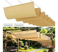 Personalizzata Retrattile Vele Wave 320 x 380 cm Regolabile, Resistente Agli Strappi, Impermeabile, Anti-Uv 98%, Protezione Solare Tenda Parasole Retrattile per Balcone Piscinae, Giallo sabbia