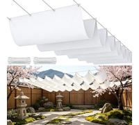 Personalizzata Retrattile Vele Wave 35 x 275 cm Regolabile, Resistente Agli Strappi, Impermeabile, Anti-Uv 98%, Protezione Solare Vela Parasole a Onda Retrattile per Esterni, Giardino, Bianco