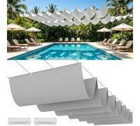 Personalizzata Retrattile Vele Wave 50 x 400 cm Regolabile, Resistente Agli Strappi, Impermeabile, Anti-Uv 98%, Protezione Solare Onda Vela D'Ombra Ricambio per Giardino Sabbia, Grigio Chiaro