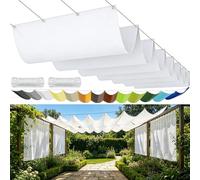 Personalizzata Retrattile Vele Wave 50 x 640 cm Regolabile, Resistente Agli Strappi, Impermeabile, Anti-Uv 98%, Protezione Solare Onda Vela D'Ombra Ricambio per Balcone Piscinae, Bianco