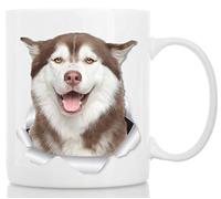 Personalizzata Tazza Personalizzata Happy Siberian Husky Fotografica Tazza Regalo Festa dei Nonni 330ML per Regali per Genitori,Anniversario,Natale,Lavoro