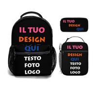 Personalizzata Zaino scuola elementare bambina Set per Ragazzi school bag Scuola 3 Pezzi zainetto asilo bambino con borsa termica e Astuccio zaini Personalizzato con Foto Testo per media superiore