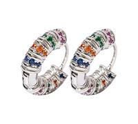Personalizzati Creative Colorful Zirconia Wrap Earrings Setting Delicate Orecchini da donna in vero argento, Taglia unica, Rame, Nessuna pietra preziosa