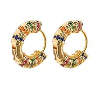Personalizzati Creative Colorful Zirconia Wrap Earrings Setting Delicate Orecchini da donna in vero argento, Taglia unica, Rame, Nessuna pietra preziosa