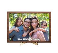 Personalizzato 3D Cartoon Style Photo Frame Segno di legno, Custom Family Photo 3D Cartoon Portrait Gift Caricatura Picture Frame, Anniversario di nozze Regalo di coppia di Natale per lui (style12)