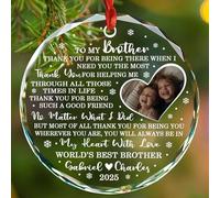Personalizzato Aggiungi Foto Brothers and Sisters Christmas Glass Ornament 2025, to My Brother Christmas Ornament Gift from Fratelli, Immagine personalizzata & Nomi Fratelli Ornamenti Regali per